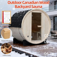 AMOCANE Outdoor Barrel Steam Sauna for 4-6 Person, Canadian Spruce Wooden Saunas Room for Home, Traditional Backyard Spa with 6 KW TOULE Heater, Rocks, Bucket (70.87”x 70.87”x 70.87”)
