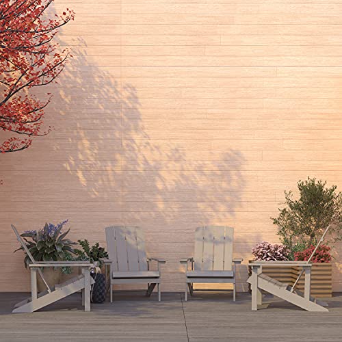 Merrick Lane Set of 4 Riviera Adirondack Patio Chairs - Gray Weather Resistant Vertical Back & Wide Arms - Slanted Seat
