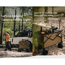 190L Large Capacity Folding Camping Wagon with Folding Table, Garden Cart, Foldable Utility Cart 150KG Max Load, Heavy Duty with Wheels/Handle for Outdoor Sports Beach Picnic,B