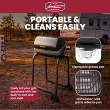 Americana Grills 3-Zone Cart Electric Grill, Outdoor Rolling Cart, Graphite