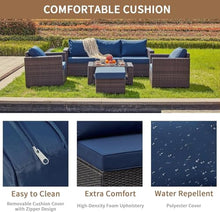 UOPYNE Patio Furniture Set, 7 Pieces Outdoor Patio Furniture with Table&Chair, All Weather Wicker Conversation Set with Ottoman