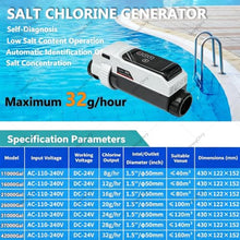 DmqChry Salt Chlorine Generator for 42,000 Gal Above/In Ground Pool, Salt Water Pool Chlorinator System with Smart APP Control, Self-Cleaning Titanium Cell, LED-Screen Control Panel, IPX5 11000Gal