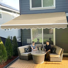 ALEKO Electric Patio Awning Caribbean White Frame 16x10 Sand Beige