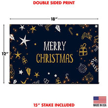 Yard Sign Merry Christmas Happy Holidays Lawn Decoration 18" x 12" with 15-inch Stake