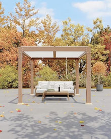 Garvee Aluminum Louvered Pergola, Adjustable 0°-90° Roof with Hand Crank, Reinforced Rust-Resistant Frame, Integrated Drainage, Modern Hardtop Outdoor Shade for Patio, Deck, Backyard