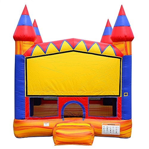 JumpOrange Commercial Grade Turbo Blaze Bounce House 13'x13' Red/Yellow/Blue Fire Marble Vinyl