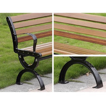 TBLOTYD Modern Outdoor Park Bench - 71" Corrosion Resistant Metal Frame, Light Brown Wooden Seating with Backrest, Ideal for Patio, Lawn, Yard, Porch - Stylish Garden F
