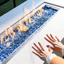 Carrara Marble Fire Pit 59.8" x 28" Patio Firepit Includes Fire Glass Modern Fire Pits & Outdoor Fireplaces for Garden, Deck, Indoor & Outdoor Heating