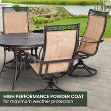 Hanover Manor 5-Piece Outdoor Dining Set Rust Resistant Aluminum Patio Set for 4 with 360 Degree Swivel Rockers Cast/Sling