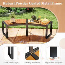 Moccha Outdoor Curved Bench, Acacia Wood Fire Pit Bench w/Slatted Seat, Metal Frame, Loveseat, Outside Chair, Patio Backless 2-Person Seating for Yard Deck Porch 800 LBS Max Load, Oil Painted (4)