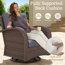 Aeeiua 5 Pieces Wicker Patio Furniture Set, Luxury Outdoor Conversation Set with High Back Swivel Rocker Chairs