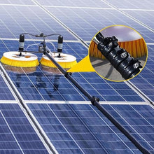 Solar Panel Cleaning Rotating Brush, 70cm Dual Head Photovoltaic and Solar Panels Water Fed Brush 110V Electric Spin Scrubber Adjustable Water Fed Pole Cleaning Kit for Window Glass,4M/13.1FT