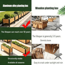 Long Trough Wood-Look Aluminum Raised Planter, Rounded Corners,Weatherproof
