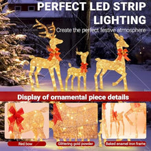 3D Gold Lighted Christmas Deer Decorations 3-Piece Outdoor Holiday Decorations Reindeer Set with Warm White LEDs, Large Yard Display for Garden, Storefront 2