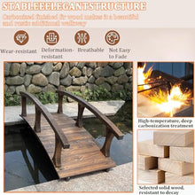 TT-YEL Multifunctional Wooden Garden Bridge, Outdoor Decorative Pond Bridge, Arched Landscape Bridge, Courtyard Patio Walkway with Double-Side Mounted Guardrails, Brown, Carbonized,L180×w80×h48cm