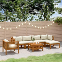LPERTGFHU 7 Piece Patio Lounge Set, Modular Outdoor Sofa Sectional with Cream Cushions, Solid Acacia Wood Garden Furniture for Backyard, Porch, Deck