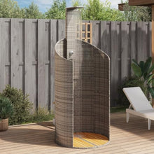 Outdoor Shower Freestanding Garden Shower with PE Rattan and Solid Acacia Wood Base, Portable Shower for Poolside, Patio, Yard, 39.4 x 39.4 x 95.1 Inches