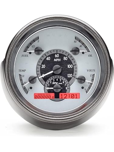 Dakota Digital VHX-51F-S-R 1951 Ford Analog Gauge System Silver Alloy Red Backlighting