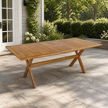 Christopher Knight Home Haiyi 60"-76" Outdoor Extendable Dining Room Table for 4-6 People, Rectangle Acacia Wood Kitchen Table with X-Shaped Legs, Dinner Table for Patio/Balcony/Garden, Teak