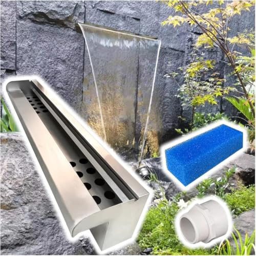 Elegant Stainless Steel Waterfall Spillway Kit – Stunning Outdoor Water Feature to Enhance Landscape Design, Wall-Mounted Fountain for Pools & Gardens