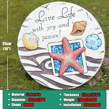 Elitix Stepping Stone Outdoor Step Decorative Stones Beach Themed, Colorful Stepping Stone for Walkway Yard Terrace Patio, Round Ornaments Stone for Pathway Pavers(Color:Beach Style A,Size:5-pcs)