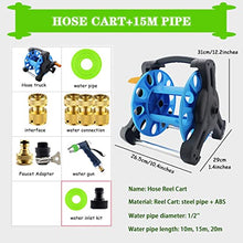 VIXARKO Hose Reel Cart Garden Hose Reels Small Compact Garden Hose Cart, Lightweight Simple ABS Hosemobile, Household Water Pipe Storage Rack, for Irrigation (Blue Hose Cart+15m Pipe)