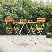 JKSVTF 3 Piece Folding Bistro Set Solid Wood Acacia and Steel, Garden Table and Chairs, Garden Chairs Set, Patio Set, Outdoor Table and Chairs, Gar