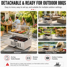 Outdoor Charcoal Grill, Hand-Crank Height Adjustment, Stainless Steel 201StainlessSteel