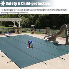 Inground Swimming Pool Cover Round 8 10 12 14 15 18 21 24 28 30 32 foot, Heavy Duty Winter In Ground Pool Safety Covers Green Mesh with Anchors Hook, Springs and Tool Kit, Custom Size(32.5 foot)