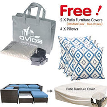 Oviros 12-Piece Patio Furniture Set Outdoor Wicker Rattan Sofa Brown Wicker, Blue