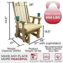 Amish Casual Heavy Duty 600 Lb Mission High Back Treated Glider Chair with Cupholders (Unfinished)