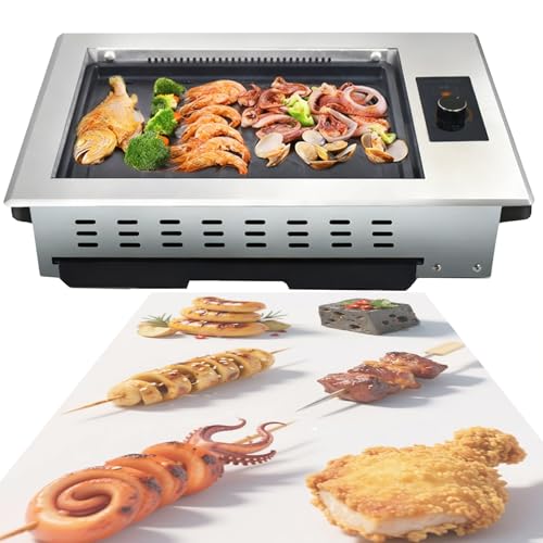 DFTWJMA Korean-Style Electric Grill, Commercial Smokeless Barbecue Machine, Intelligent Constant Temperature Control, Large Capacity and Easy to Clean