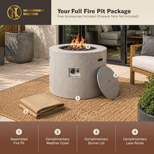 Kinger Home Loren 32-Inch Round Propane Fire Pit Table, Alloy Steel Outdoor Fire Pit with 50,000 BTUs, Includes a Burner lid, Lava Rocks and Weather Resistance Cover