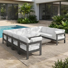 Outdoor Escape White Fabric Outdoor Patio Modular Sectional, Cushioned, Weather-Resistant, Contemporary Style, Versatile Outdoor Furniture Set