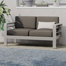 SRECELL Aluminum Patio Loveseat Outdoor Couch 2 Seat with 6 Inch Cushions, Heavy Duty Metal Frame Garden Sofa for Porch Deck Balcony, Water-Resistant Fabric, 600 Lbs Capacity