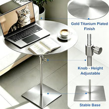 Yopappol Weatherproof Adjustable Height Patio Table, Full Stainless Steel Round Bistro Side Table, Space Saving Outdoor Cocktail Tables for Garden Cafe, Easy to Assemble(Top 35cm)