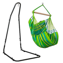 LA SIESTA® Medium Basic Domingo Hammock Chair & Steel Stand - Weatherproof, Hanging Hammock Chair with Stand - Indoor Outdoor Swinging Chair, Bedroom Porch Hammock Swing Chair with Stand - Lime