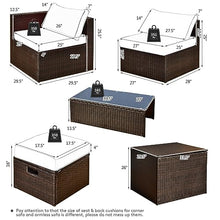 8PCS Patio Rattan Furniture Set Space-Saving Storage Cushion Turquoise
