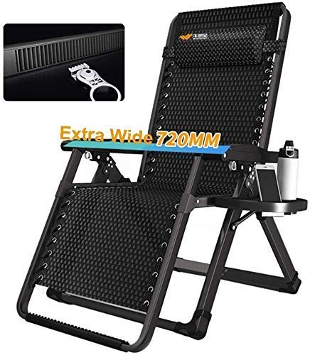 Guyifuny Sun Lounger Garden Chairs Oversize Patio Deck Chairs Patio Lounger Comfortable Outdoor Garden Office Beach Recliner Folding Portable Home Lounge Chair Supports 200kg,Black