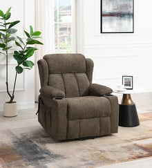 Acme Lusio Power Motion Recliner w/Lift & Cup Holder in Brown Linen