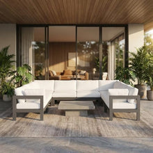 Outdoor Escape White Fabric Outdoor Patio Modular Sectional, Cushioned, Weather-Resistant, Contemporary Style, Versatile Outdoor Furniture Set