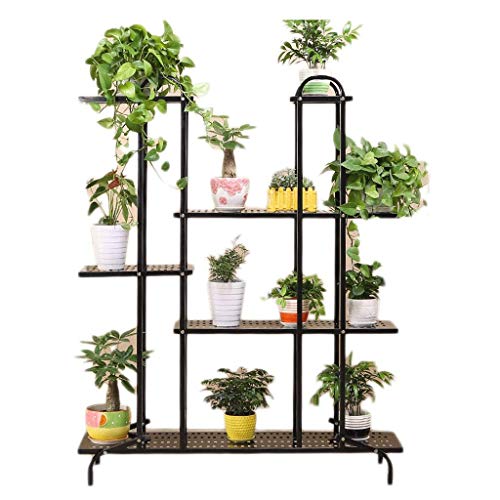 MIIKHI Plant Stands,Flower Shelf Wrought Iron Multi Layer Floor Standing Balcony Shelf Indoor Green Radish Fleshy Flower Shelfnishings/Black/a