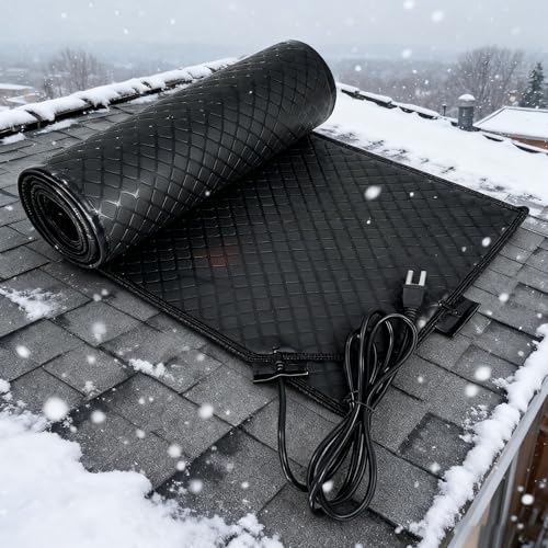 Roof Gutter De-Icing Heated Snow Melting Mats, Electric Snow Melting Heat Mats with with Power Cord for Winter Snow Removal, Anti-Slip Heated Walkway Mats Outdoor for Stairs Decks(13in*16.4ft)