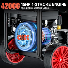 TechSweepPro 4400PSI Gas Pressure Washer with Hose Reel, One-Button Start 420cc 15HP 4-Cycle Engine, 4.5 GPM Heavy Duty Power Washer with 50FT 3/8" Hose, Spray Gun & Wand, 5 Quick Connect Nozzles