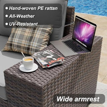 ALAULM 7 Pieces Patio Furniture Set with Fire Pit Table 55000BTU, Oversized Seat/Armrest and High Back Wicker Conversation Set with Thick Cushion for Backyard, Garden, Black