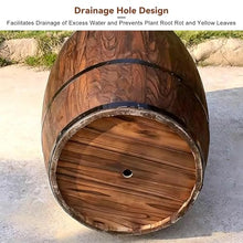 MMLeYN Whiskey Barrel Planter 7 Sizes Round Wooden Flower Pot Weather-Resistant Garden Planter for Indoor,Outdoor, Home, Patio, Garden Yard(60x34x40cm)