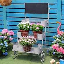 RWGOVLU Rotatable Three-Tier Flower Stand, American Industrial Style Flower Stand with Wheels, Outdoor Garden Flower Shop Floor Decoration