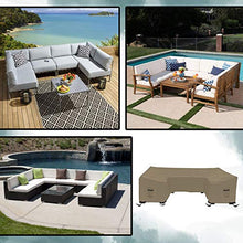 Patio U Shape Sofa Cover 12 Oz Waterproof - 100% UV & Weather Resistant Customize Outdoor sofa Cover with Air Pockets and Drawstring with Snug Fit (33" H x 120" W x 35" D, Beige)
