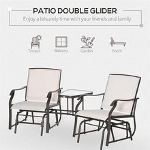 XITPEYEZY Outdoor Double Glider Chair Set with Side Table, Beige