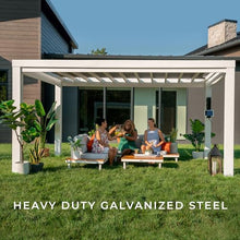 Backyard Discovery Windham 14' x 12' Galvanized Steel Pergola Kit with Shade Sail Canopy White